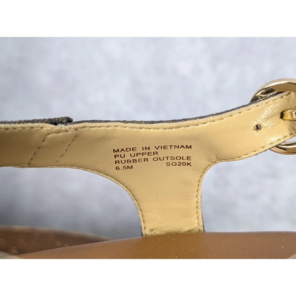 Michael Kors Brown Signature Logo Espadrille Wedge Sandals SG20K Women 6.5M
